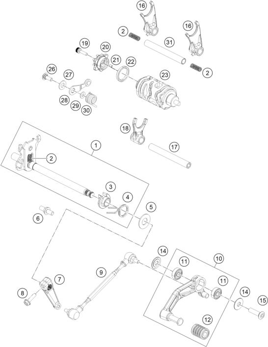 MECANISME DE SELECTION POUR RC 125 GREY 2020 EU