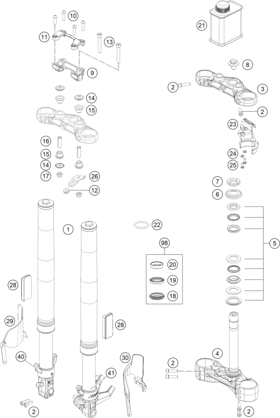 FOURCHE TELESCOPIQUE TE DE FOURCHE POUR 250 DUKE ORANGE B.D. 17 (EU)