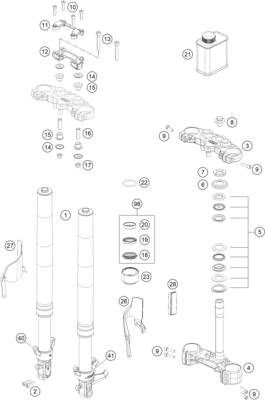 FOURCHE TELESCOPIQUE TE DE FOURCHE POUR 200 DUKE WHITE WO ABS BD ASEAN 2019 EU