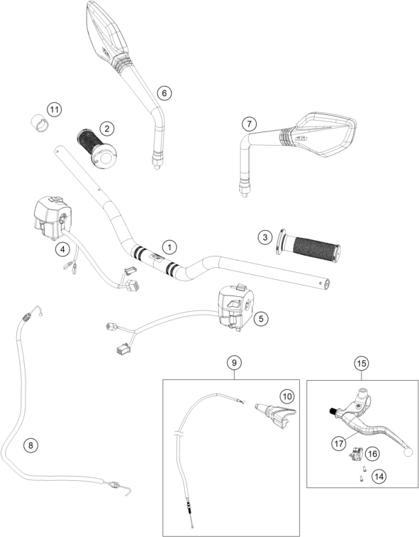 GUIDON ARMATURES POUR 250 DUKE ORANGE BD 2018 EU