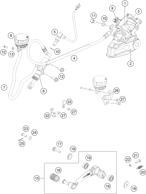 ETRIER DE FREIN ARRIERE POUR 200 DUKE BLACK W/O ABS - B.D. 2020 (EU)