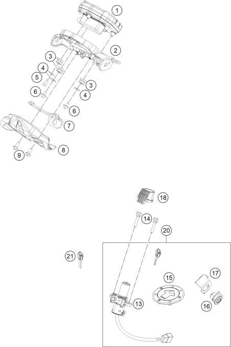 INSTRUMENTS SYSTEME DE VERROUILLAGE POUR 200 DUKE ORANGE ABS-B.D. 2020 (EU)