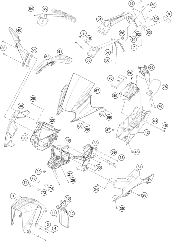 PLAQUE GARDE BOUE POUR RC 200 WHITE W/O ABS B.D. 17 (EU)