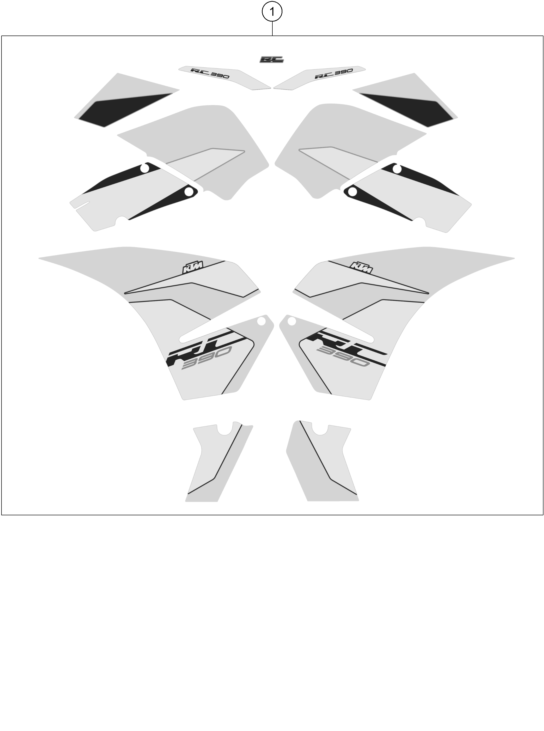 KIT DECO POUR RC 390 BLACK BD 2019 EU