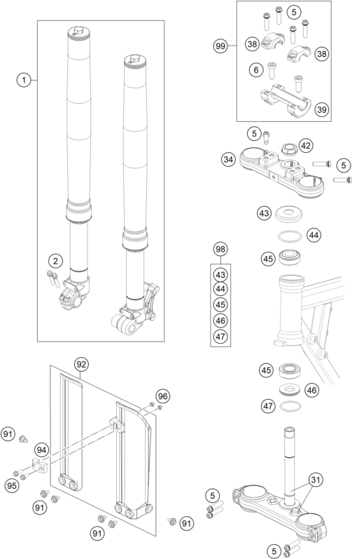 FOURCHE TELESCOPIQUE TE DE FOURCHE POUR 50 SX MINI 2018 (EU)