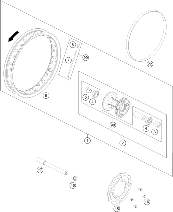 ROUE AVANT POUR 50 SX MINI 2018 EU