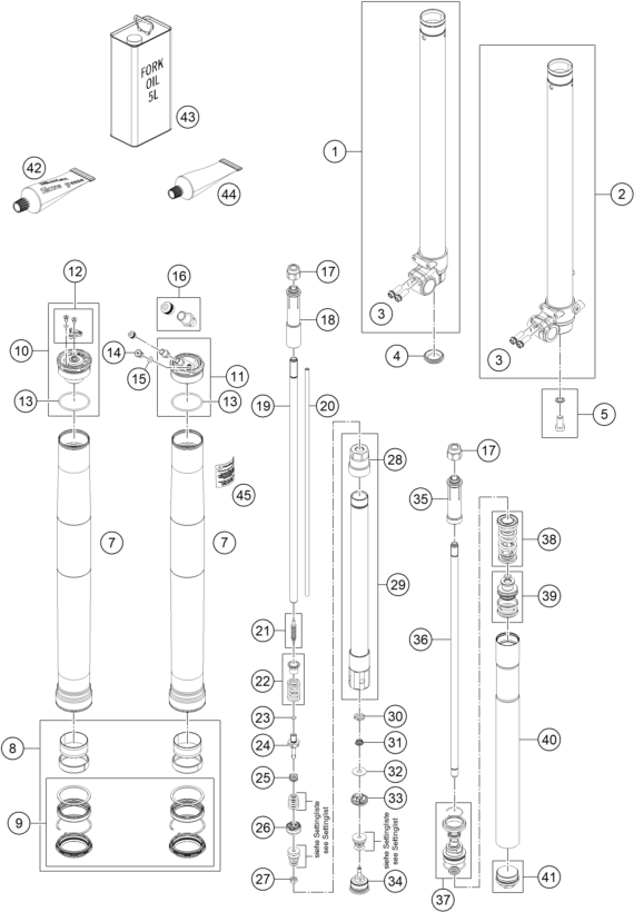 FOURCHE TELESCOPIQUE POUR 85 SX 1714 2018 EU