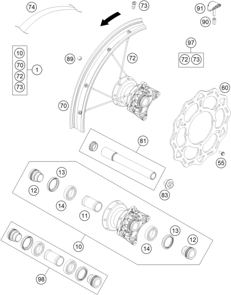 ROUE AVANT POUR 85 SX 1916 2018 EU