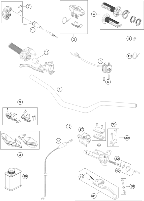 GUIDON ARMATURES POUR 125 XC W 2019 EU