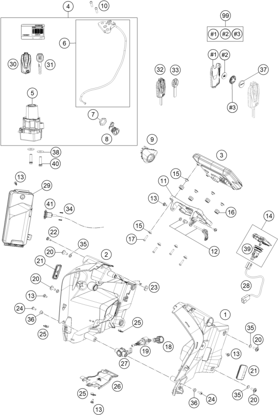 INSTRUMENTS SYSTEME DE VERROUILLAGE POUR 1290 SUPER ADVENTURE S ORANGE 2019 (EU)