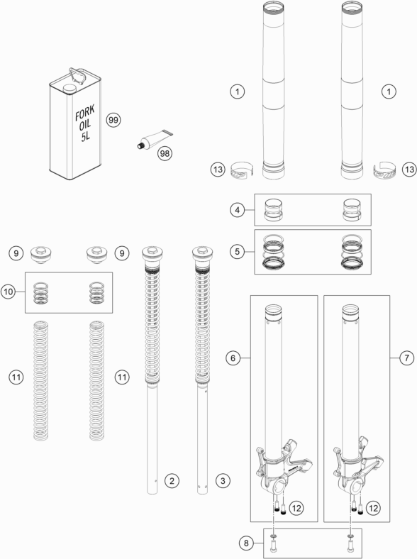 FOURCHE TELESCOPIQUE POUR 790 DUKE ORANGE 2021 ASEAN