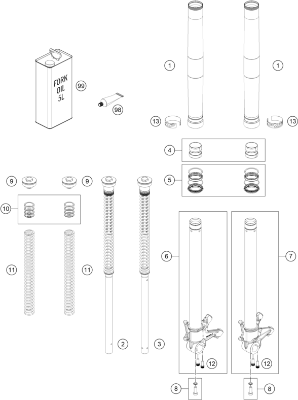 FOURCHE TELESCOPIQUE POUR 790 DUKE BLACK 2018 (EU)