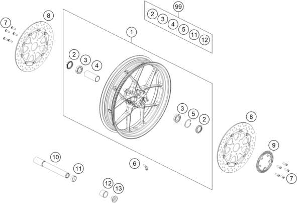 ROUE AVANT POUR 790 DUKE GREY 2022