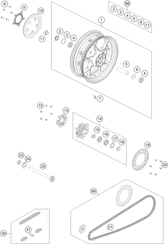 ROUE ARRIERE POUR 790 DUKE BLACK 2020 (EU)