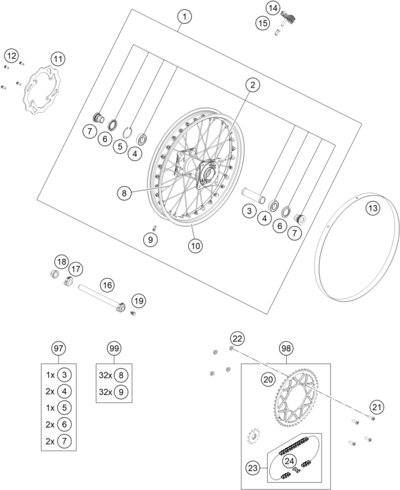 ROUE ARRIERE POUR FREERIDE 250 F 2018 (EU)