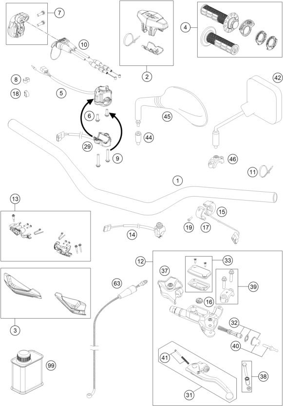 GUIDON ARMATURES POUR 250 EXC TPI 2018 (EU)