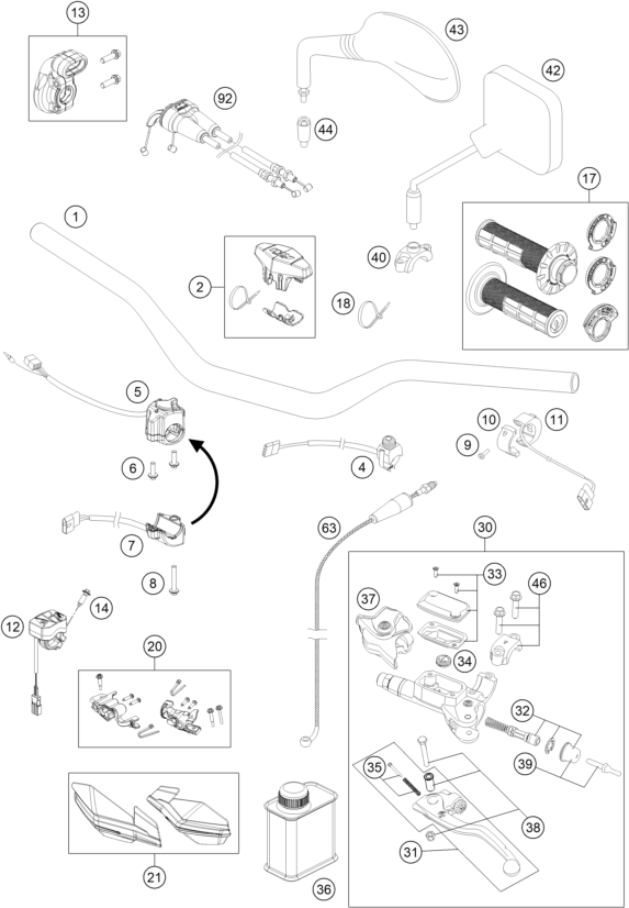 GUIDON ARMATURES POUR 450 EXC F SIX DAYS 2019 EU