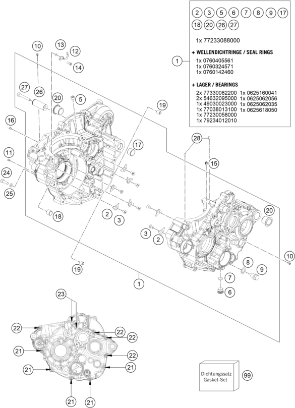 CARTER MOTEUR POUR 250 EXC-F 2018 (EU)