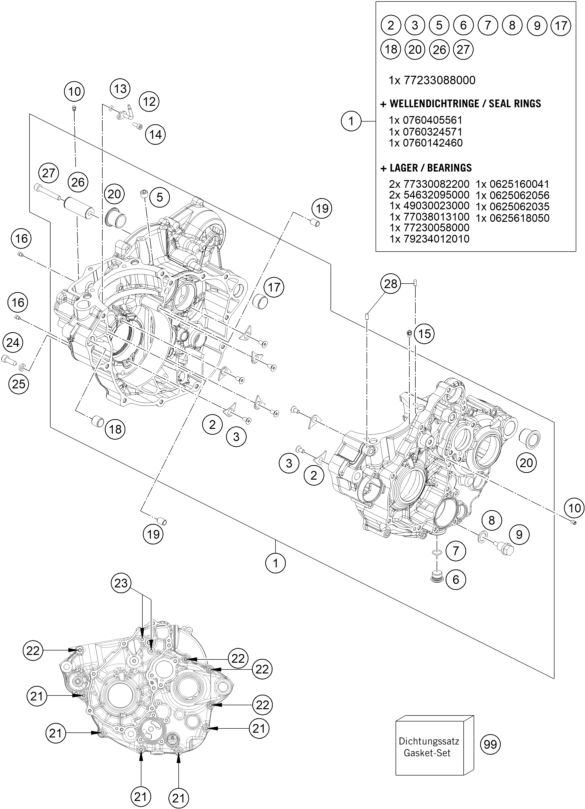 CARTER MOTEUR POUR 350 EXC-F 2018 (EU)