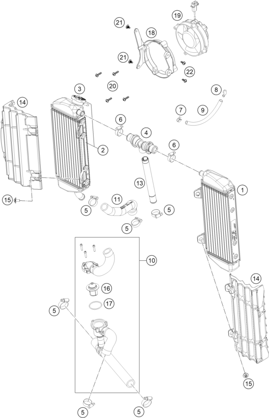 SYSTEME DE REFROIDISSEMENT POUR 250 EXC-F 2018 (EU)