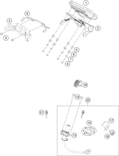 INSTRUMENTS SYSTEME DE VERROUILLAGE POUR 390 DUKE ORANGE - B.D. 2019 (EU)