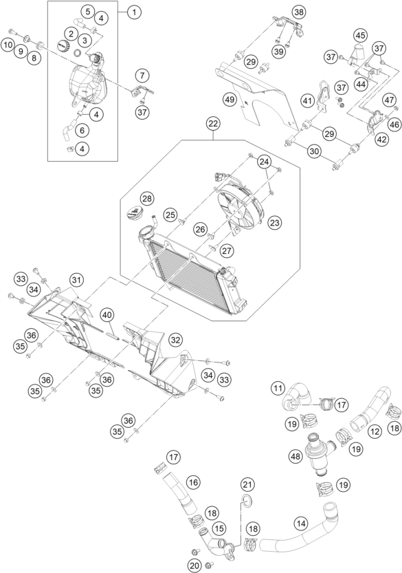 SYSTEME DE REFROIDISSEMENT POUR 390 DUKE ORANGE - B.D. 2018 (EU)