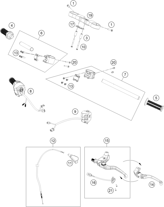 GUIDON ARMATURES POUR RC 390 R BLACK 2018 (EU)