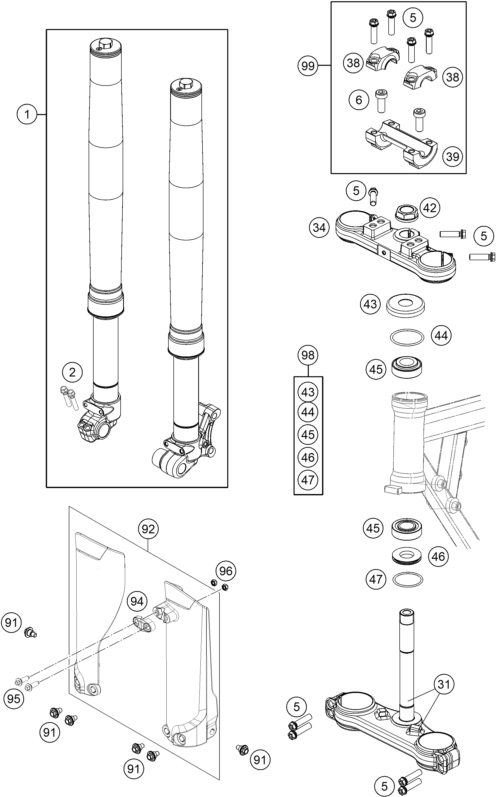 FOURCHE TELESCOPIQUE TE DE FOURCHE POUR 50 SX MINI 2019 EU
