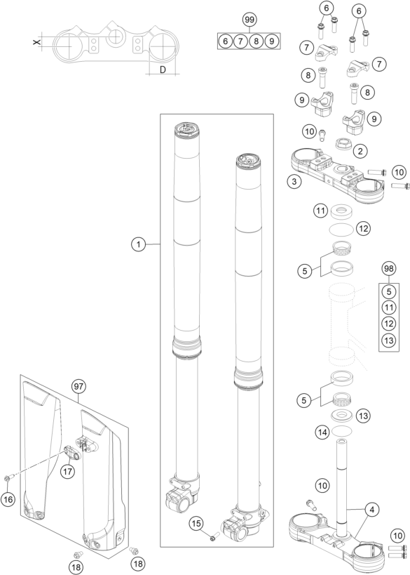 FOURCHE TELESCOPIQUE TE DE FOURCHE POUR 85 SX 1714 2019 EU