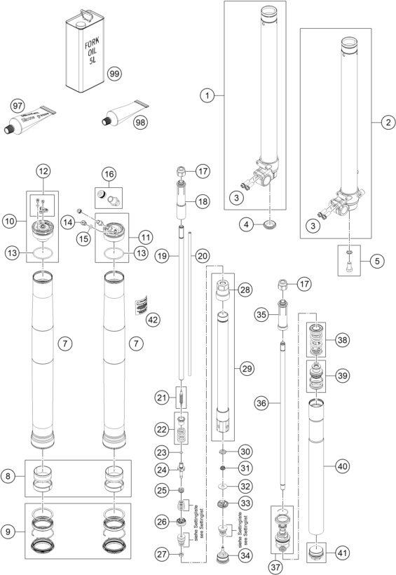 FOURCHE TELESCOPIQUE POUR 85 SX 17/14 2019 (EU)