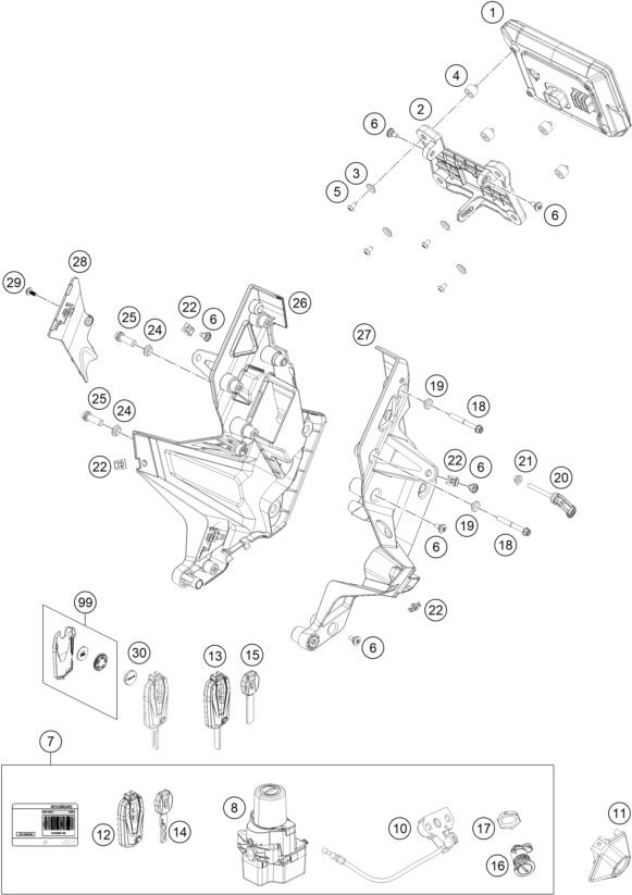 INSTRUMENTS SYSTEME DE VERROUILLAGE POUR 1290 SUPER DUKE GT BLACK 2021 EU