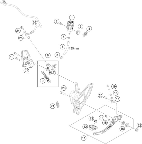 SYSTEME DE FREIN ARRIERE POUR 890 ADVENTURE BLACK 2022 (EU)