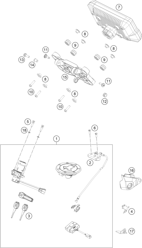 INSTRUMENTS  SYSTEME DE VERROUILLAGE POUR 790 ADVENTURE ORANGE 2019 EU