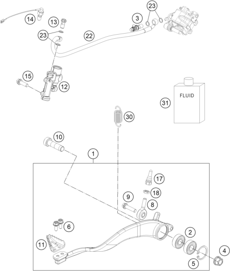 SYSTEME DE FREIN ARRIERE POUR 450 RALLY FACTORY REPLICA 2020