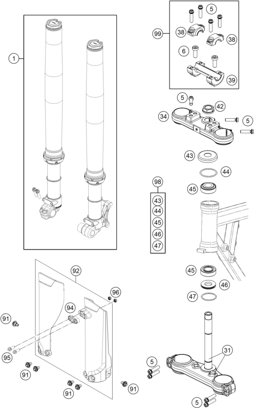 FOURCHE TELESCOPIQUE TE DE FOURCHE POUR 50 SX MINI 2020 (EU)