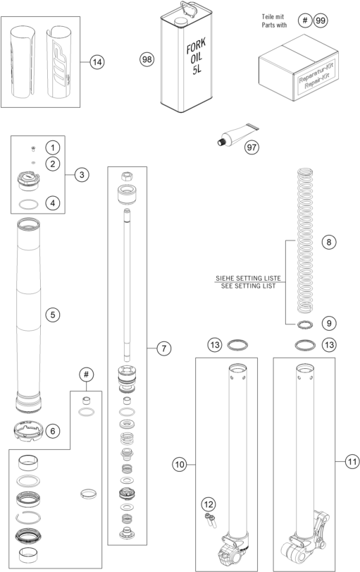 FOURCHE TELESCOPIQUE POUR 50 SX MINI 2022 EU