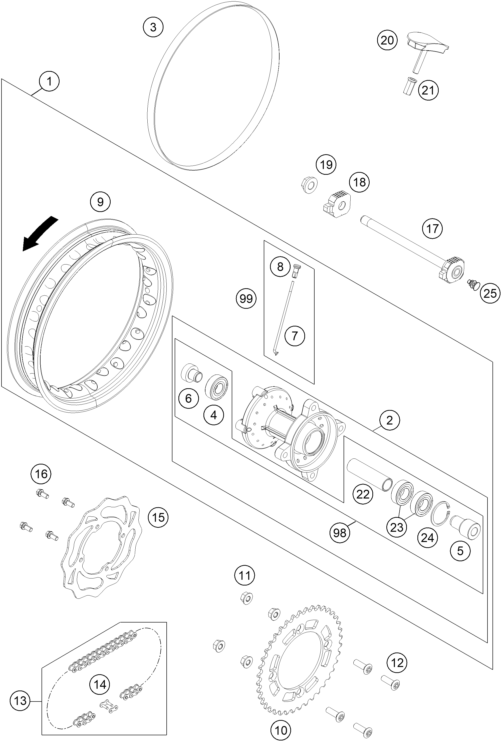 ROUE ARRIERE POUR 50 SX 2021 (EU)