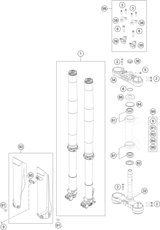 FOURCHE TELESCOPIQUE TE DE FOURCHE POUR 250 EXC 2023 EU