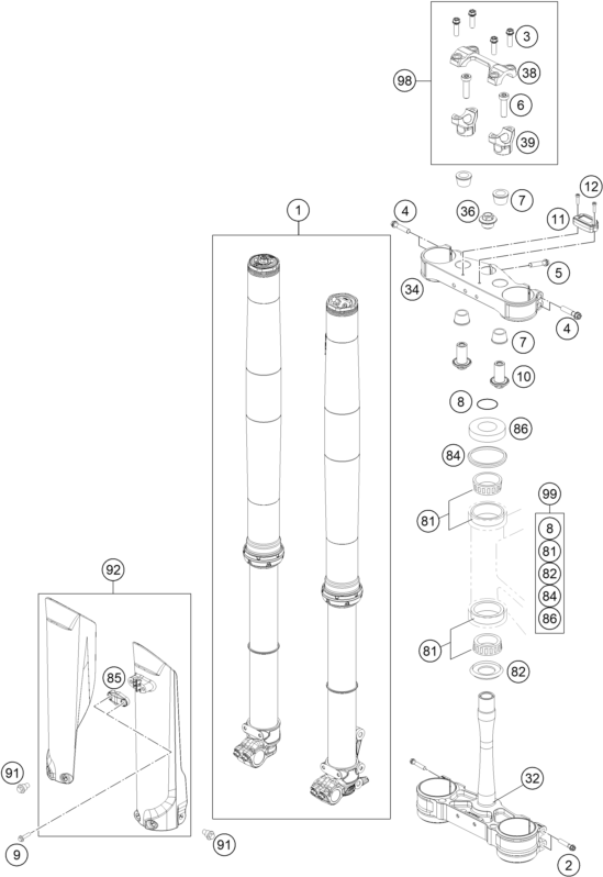 FOURCHE TELESCOPIQUE TE DE FOURCHE POUR 250 SX 2021 (EU)