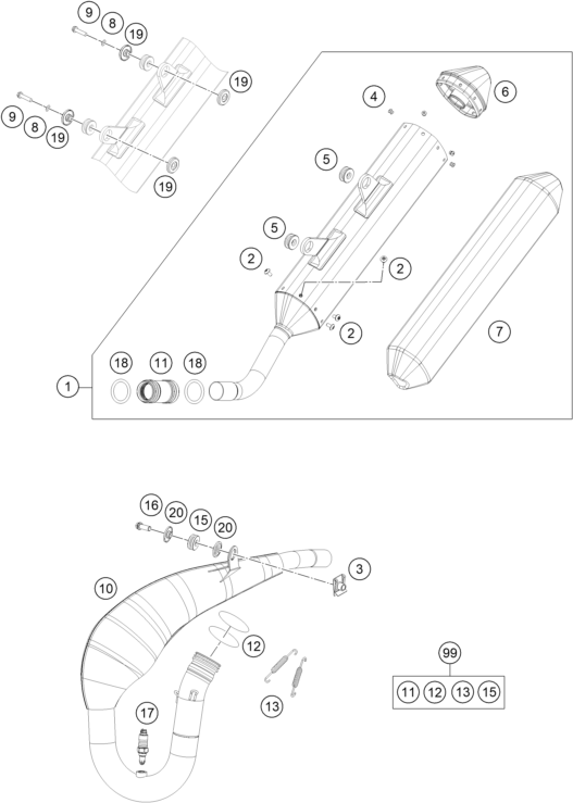 SYSTEME DECHAPPEMENT POUR 250 EXC TPI 2021 EU