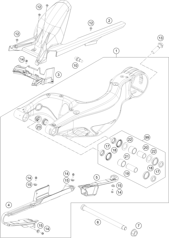 BRAS OSCILLANT POUR 1290 SUPER DUKE R EVO BLACK 2022 EU