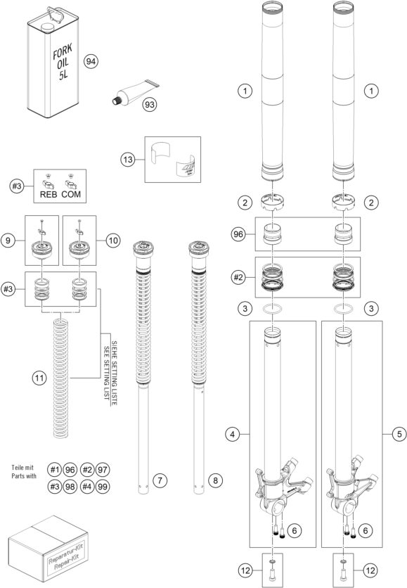 FOURCHE TELESCOPIQUE POUR 890 DUKE R 2020 EU