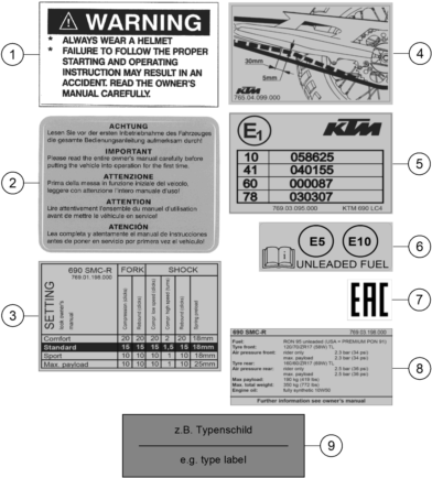 TECHNIC INFORMATION STICKER POUR 690 SMC R 2020 (EU)