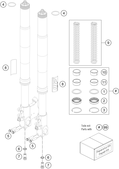 FOURCHE TELESCOPIQUE POUR RC4 R 2020