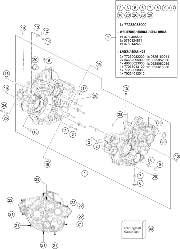 CARTER MOTEUR POUR 250 EXC F 2021 EU