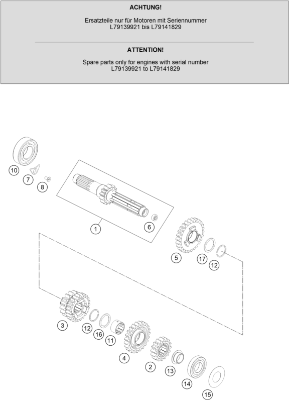 BOITE DE VITESSE I ARBRE PRIMAIRE POUR 250 EXC-F 2020 (EU)