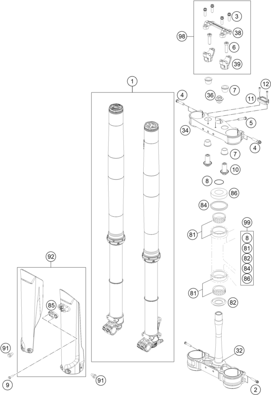 FOURCHE TELESCOPIQUE TE DE FOURCHE POUR 450 SX F 2020 EU