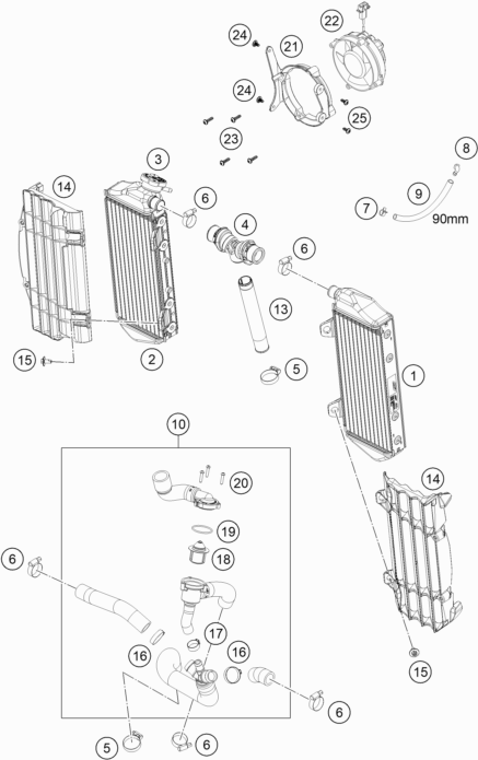 SYSTEME DE REFROIDISSEMENT POUR 350 EXC F SIX DAYS 2021 EU