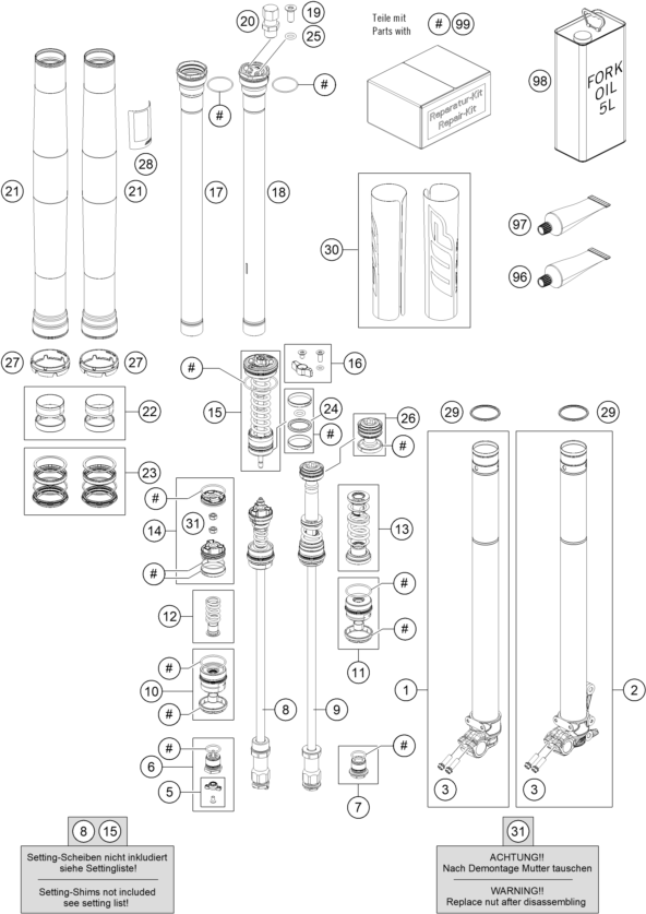 FOURCHE TELESCOPIQUE POUR 125 SX 2021 EU