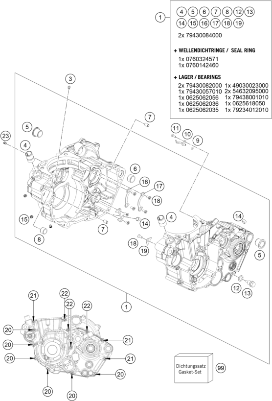 CARTER MOTEUR POUR 450 EXC F 2020 EU
